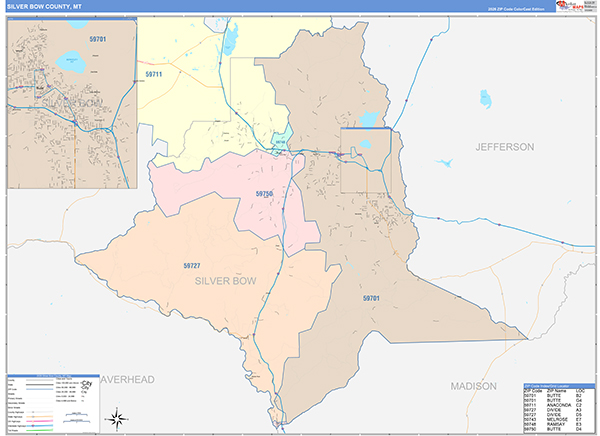 Silver Bow County, MT Wall Map